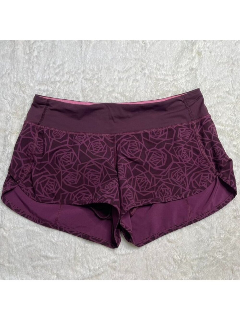 Lululemon Speed Short 2.5" Posey Red Grape Bordeaux Drama Purple Floral Size 6 - Picture 4 of 6